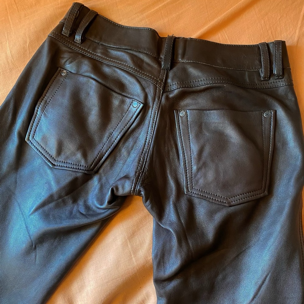 Diesel industries vintage brown leather rock and roll pants
